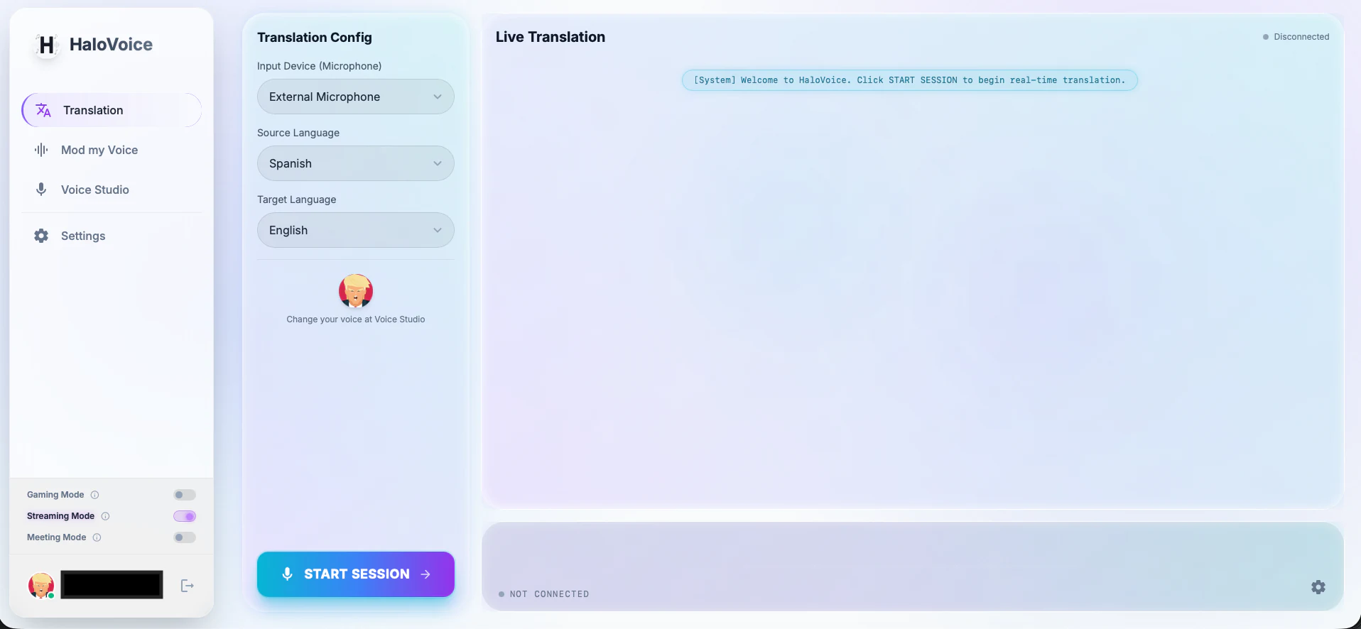 HaloVoice interface